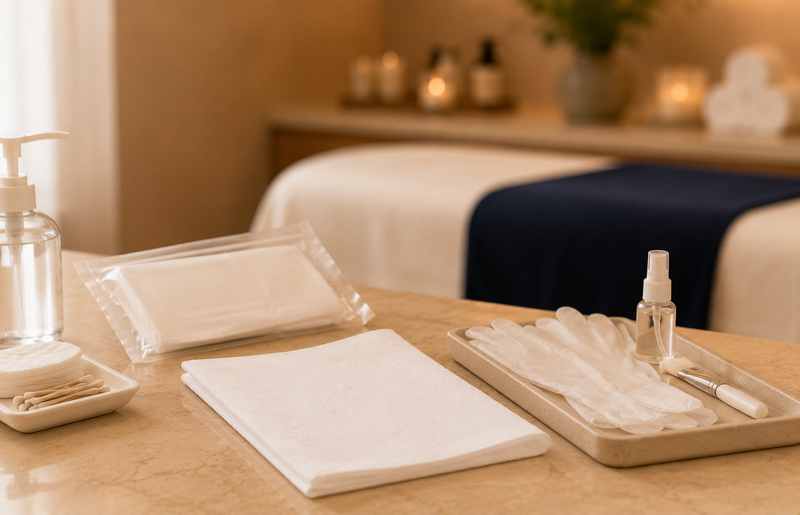 Individually prepared towels and clean service supplies