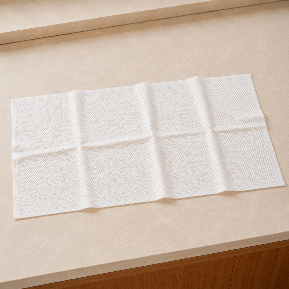 Opened 16 × 31 in (40 × 80 in) towel for practical everyday care.